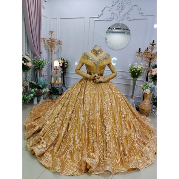 GAUN PENGANTIN BARBIE TILE AKAR TRIDI//GAUN WEDDING MEWAH//GAUN BEREKOR