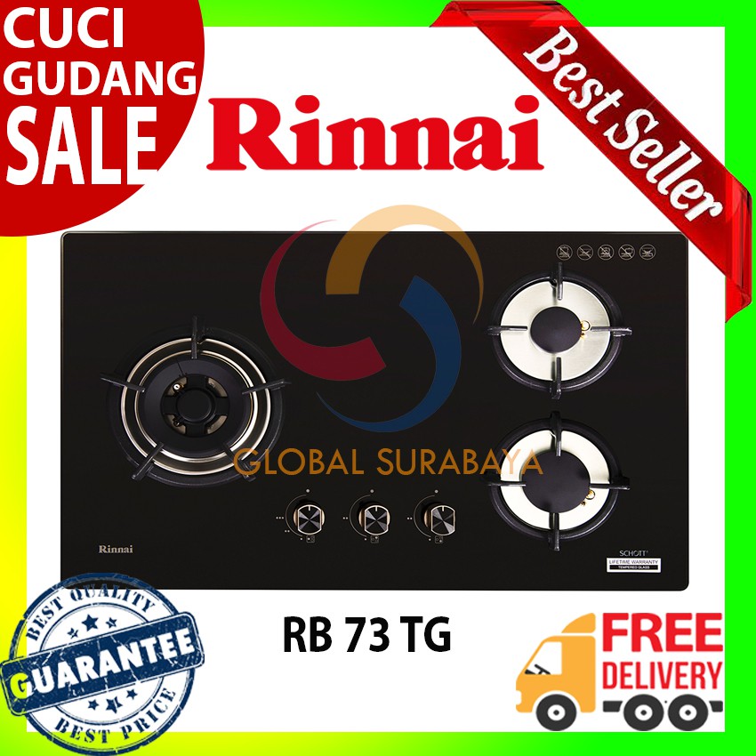 Kompor Tanam Gas Rinnai 3 Tungku - RB 73 TG