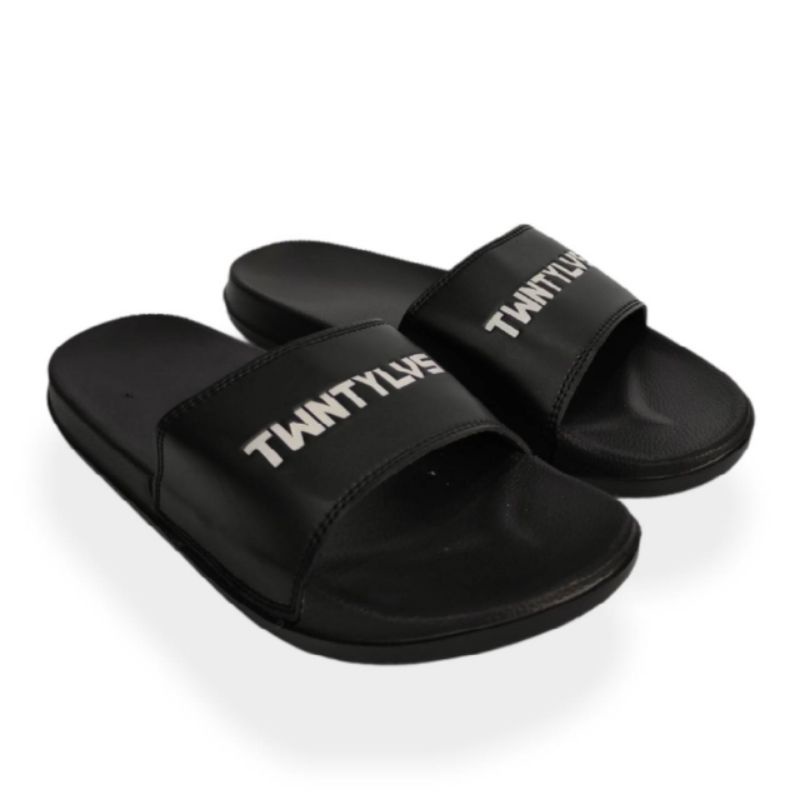 SANDAL TWENTY LIVE SANDAL SLIDE PRIA HITAM, SENDAL CASUAL PRIA TERBARU