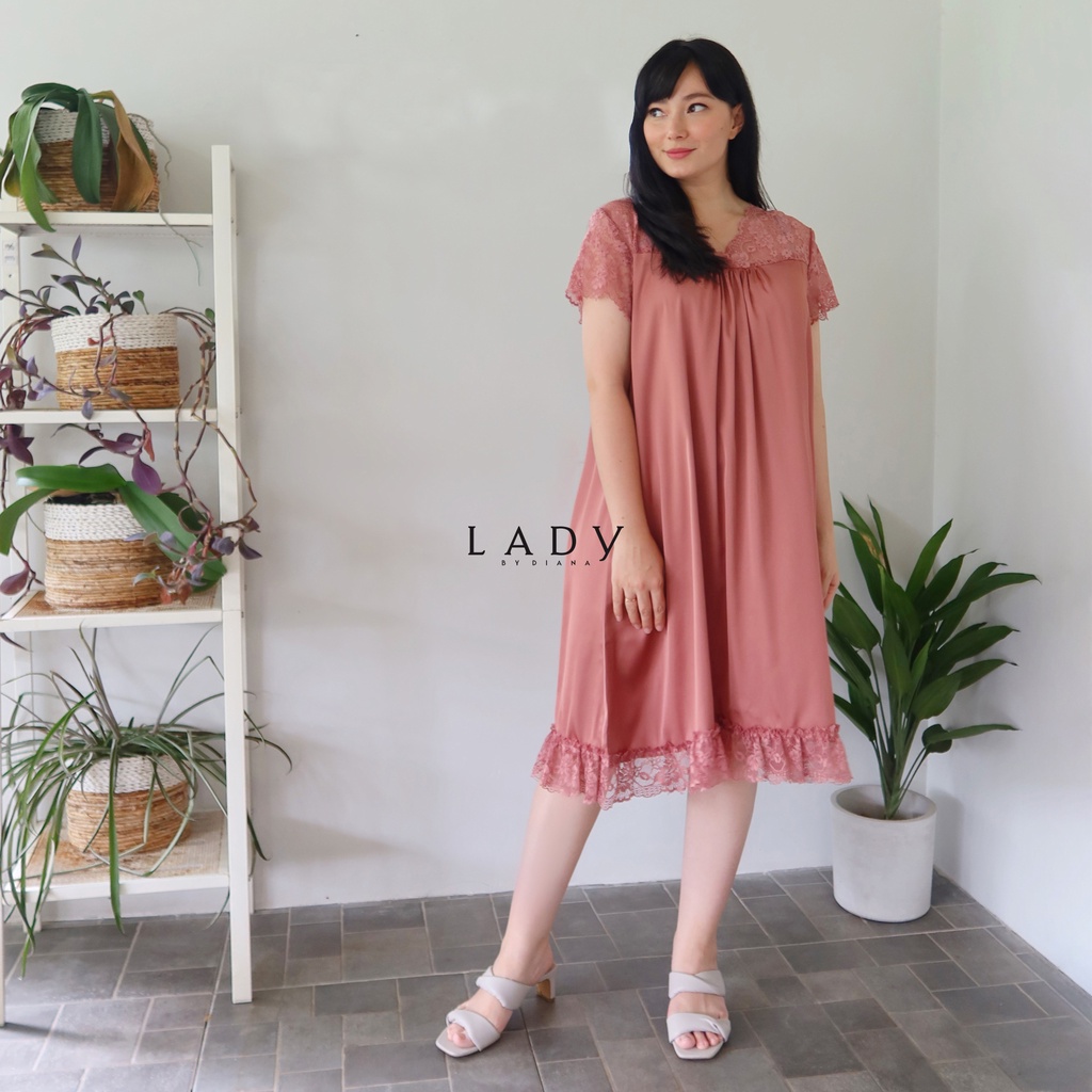 Ladybydiana IRISH SALMON SLEEPWEAR PREMIUM Sexy Dress Bahan Armany Silk dan New Lace Adem &amp; Nyaman Busui Friendly