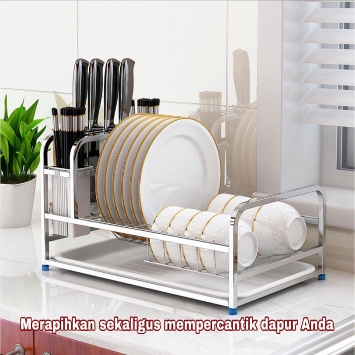 Peniris - Rak Piring Wastafel Stainless Tempat Peniris Serbaguna Minimalis - Kamusneptunus