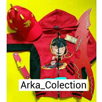 Jaket Boboiboy Api +Pedang+ Topi + Gelang
