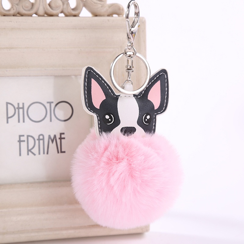 SIY  Fashion Cute Key Rings Dog Fur Key Chains Colorful Pendant Bag Decoration Alloy