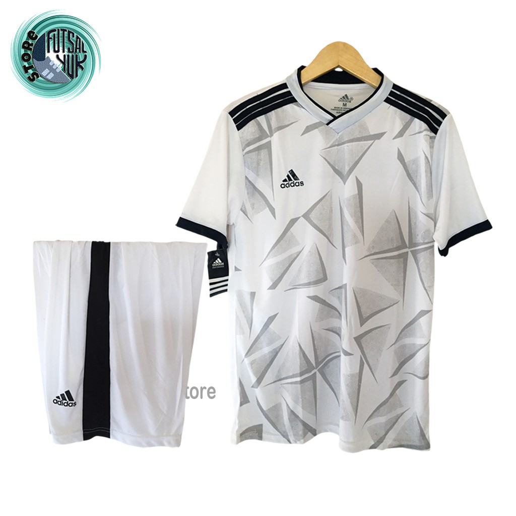 NEW SETELAN FUTSAL ADIDAS CRYSTAL / BAJU BOLA GRADE ORI PUTIH