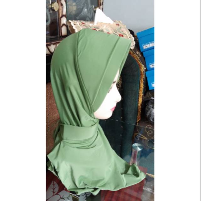 Jilbab psk antem berbahan spandek sutra