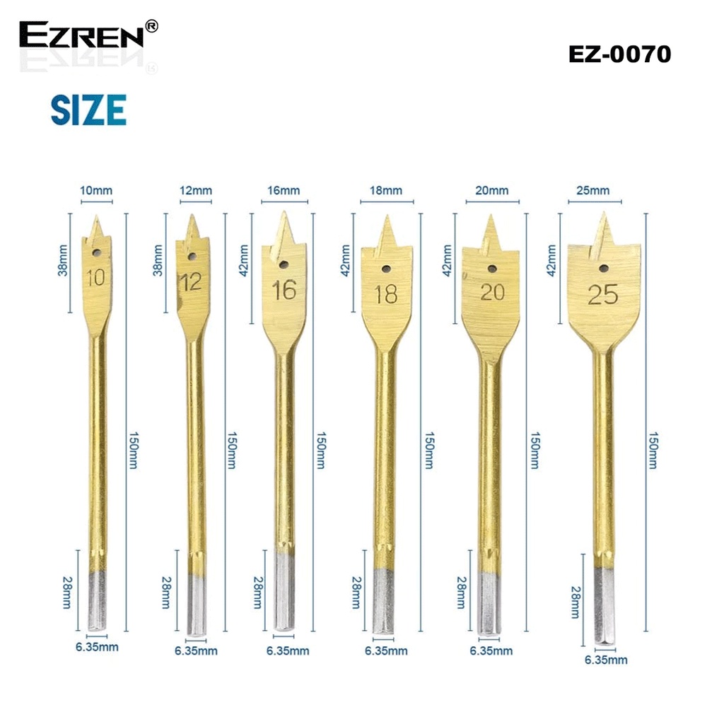 Ezren EZ-0070 Mata Bor Kayu Kipas Benz 6pc Flat wood drill bit