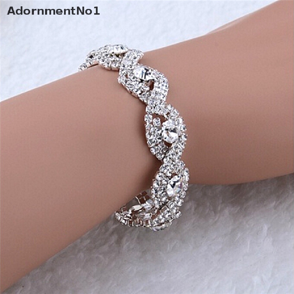 (AdornmentNo1) Gelang Tangan Rantai Aksen Infinity + Kristal + Berlian Imitasi Untuk Perhiasan Wanita