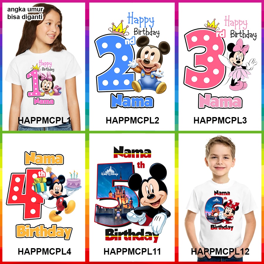 Baju Kaos ANAK DAN DEWASA MICKEY &amp; MINNIE COUPLE (FREE NAMA)