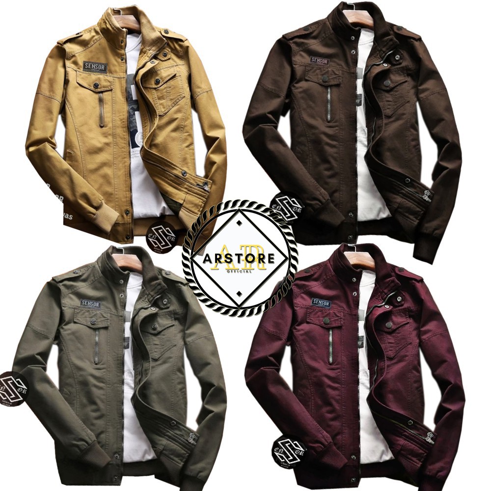 [Bayar Di Tempat / COD] Jaket Bomber Pria Klasik Canvas Premium Terbaru