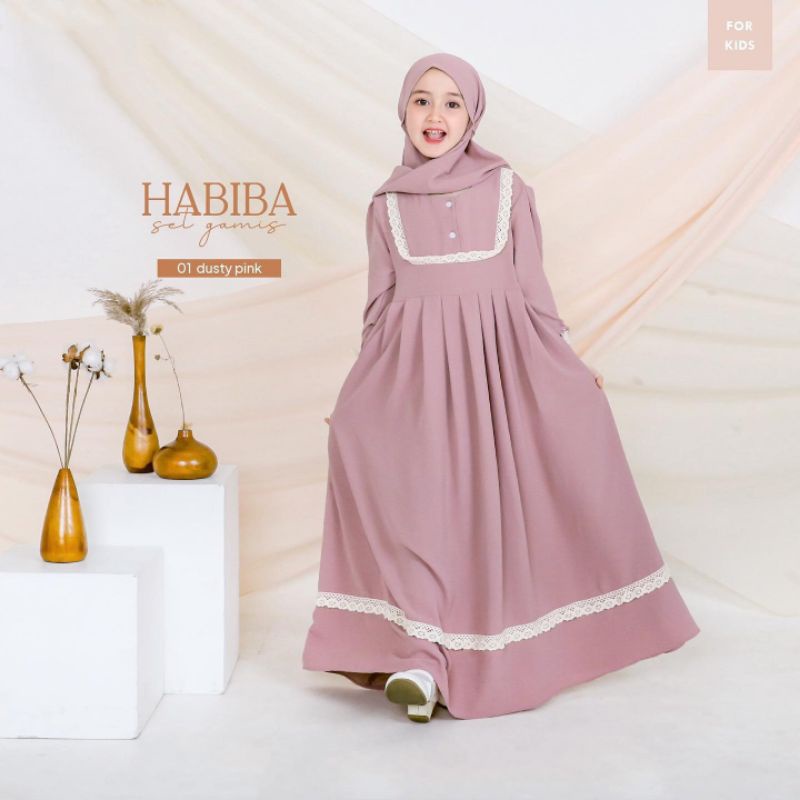 GAMIS SYARI KIDS PLUS HIJAB 9-12 TAHUN/HABIBA SYARI KIDS/GAMIS MUSLIM ANAK TERBARU/SYARI KIDS TERLARIS/HANUM SYARI KIDS MIX RENDA/FAR MOSLEMSTORE