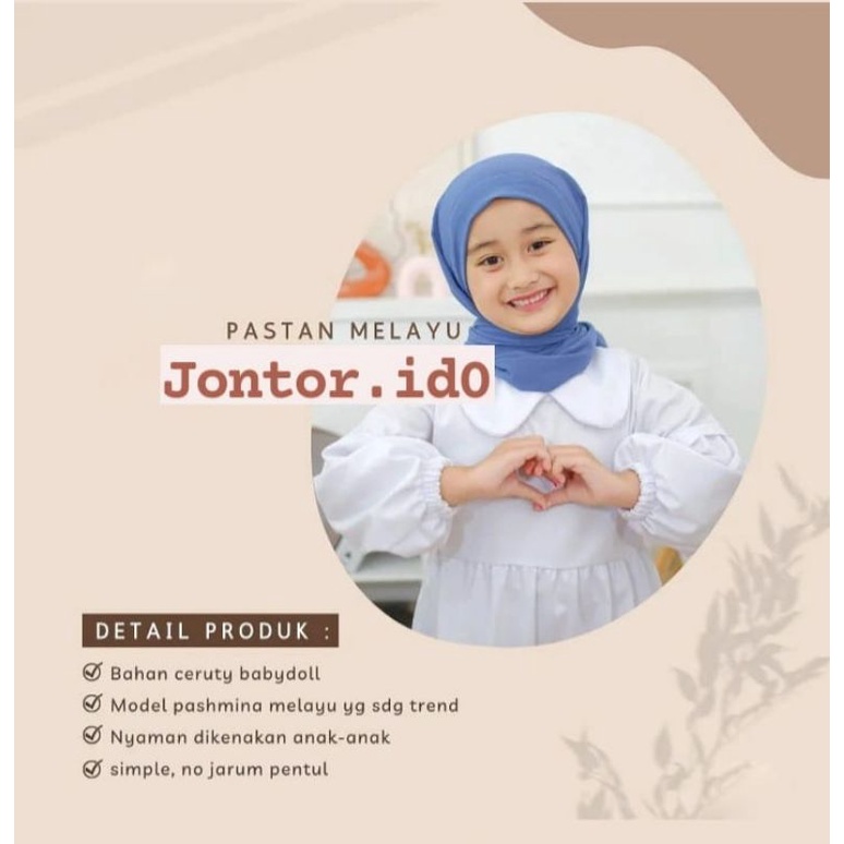 New Pashmina Malay Anak | pashmina melayu | Pashmina Tali Instan Anak 2-10 Th