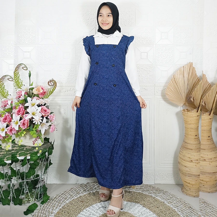 DRESS BIANCA 2in1 SHAKILA CORAK DENIM KOMBINASI CANTIK CARLINA