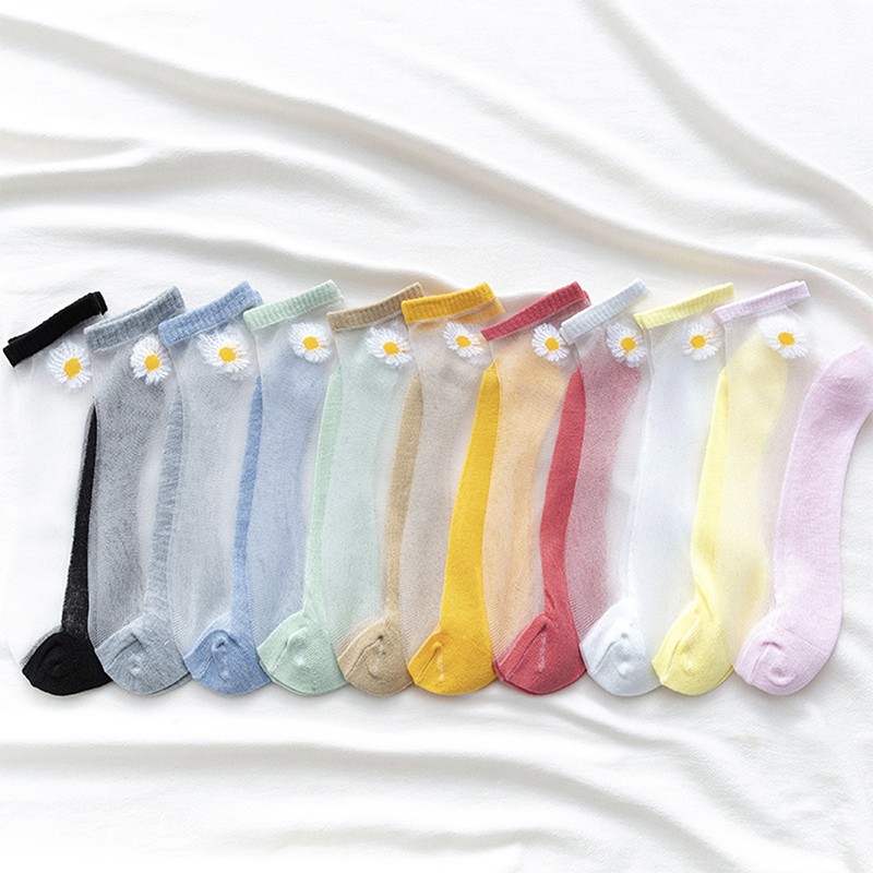MURMURE.ID | KAOS KAKI IMPORT CEWEK TRANSPARAN DAISY ALA KOREA KAUS KAKI WANITA TRAWANG LUCU-4