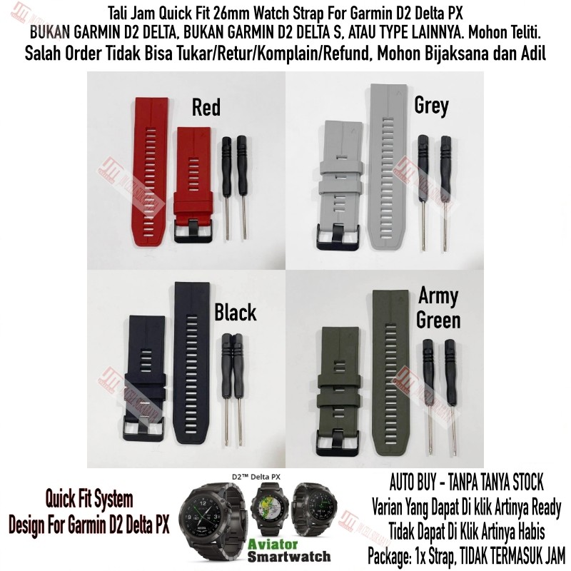 FQQ Tali Jam 26mm Quick Fit Watch Strap Khusus Untuk Garmin D2 Delta PX