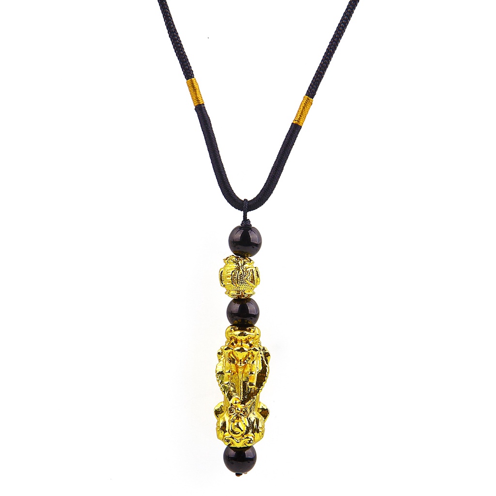 Kalung Liontin Manik-Manik Batu Obsidian Feng Shui Faith Gaya China