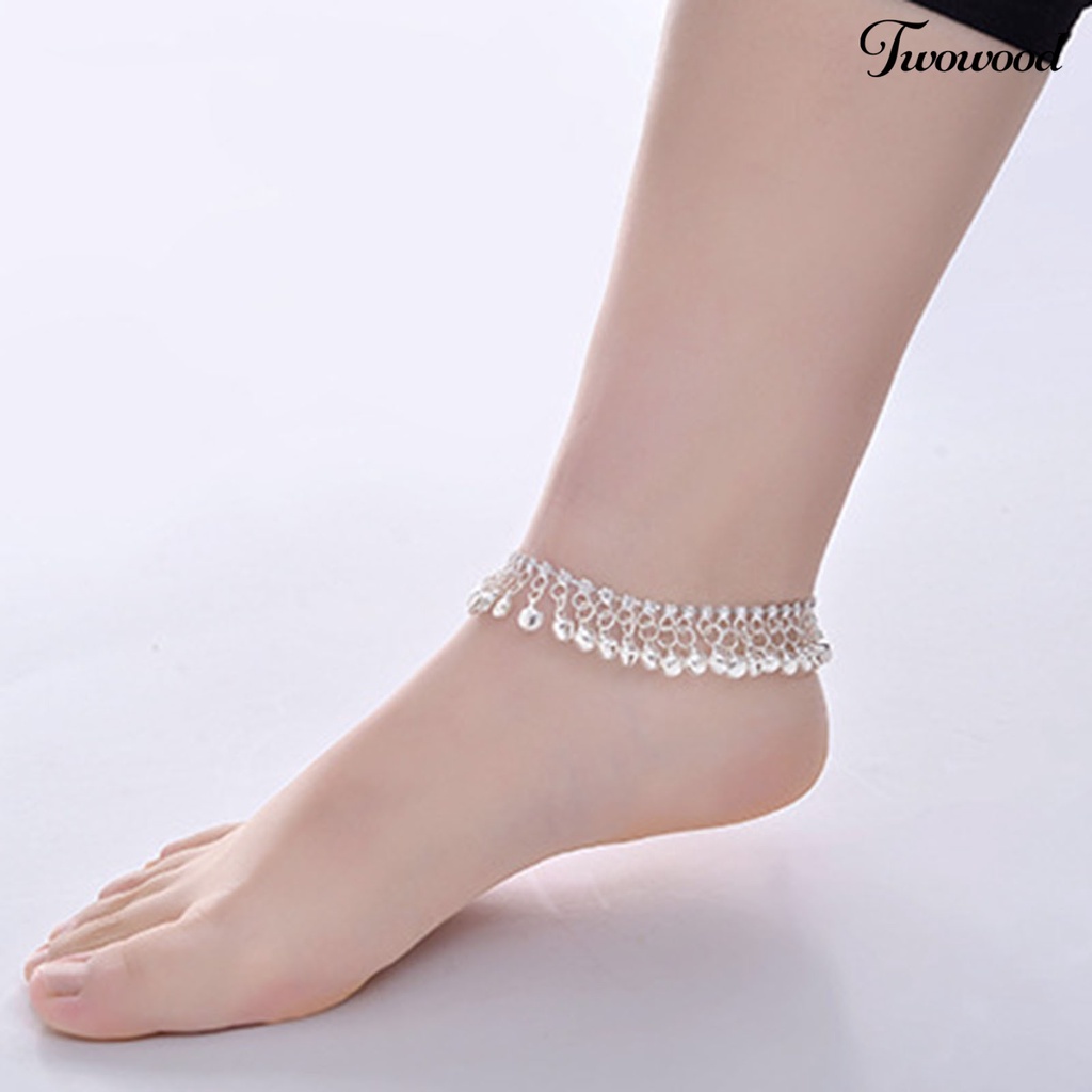 Twowood Adjustable Extended Chain Women Anklet Lightweight Personality Bell Tassel Anklet Jewelry Gift