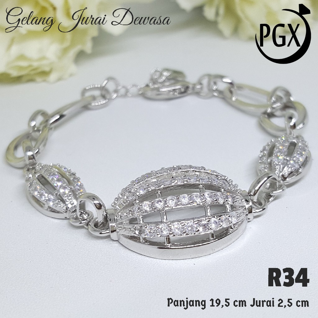 R034 - Gelang Jurai Rantai Putih Dewasa - Set Perhiasan Imitasi Xuping Lapis Emas