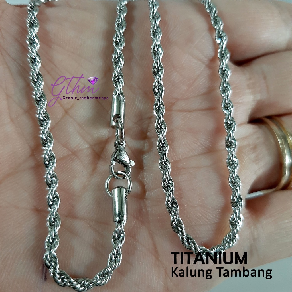 Kalung Titanium Tambang Stainless Steel Anti Karat Perhiasan fashion Import Premium klg017