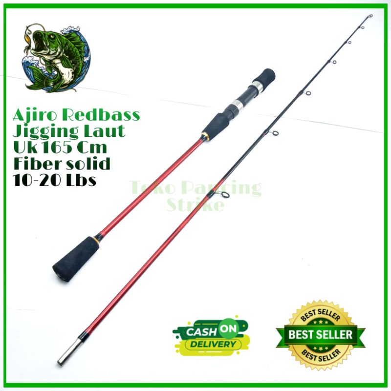 Joran pancing laut murah kuat fiber solid ajiro redbass 165 cm