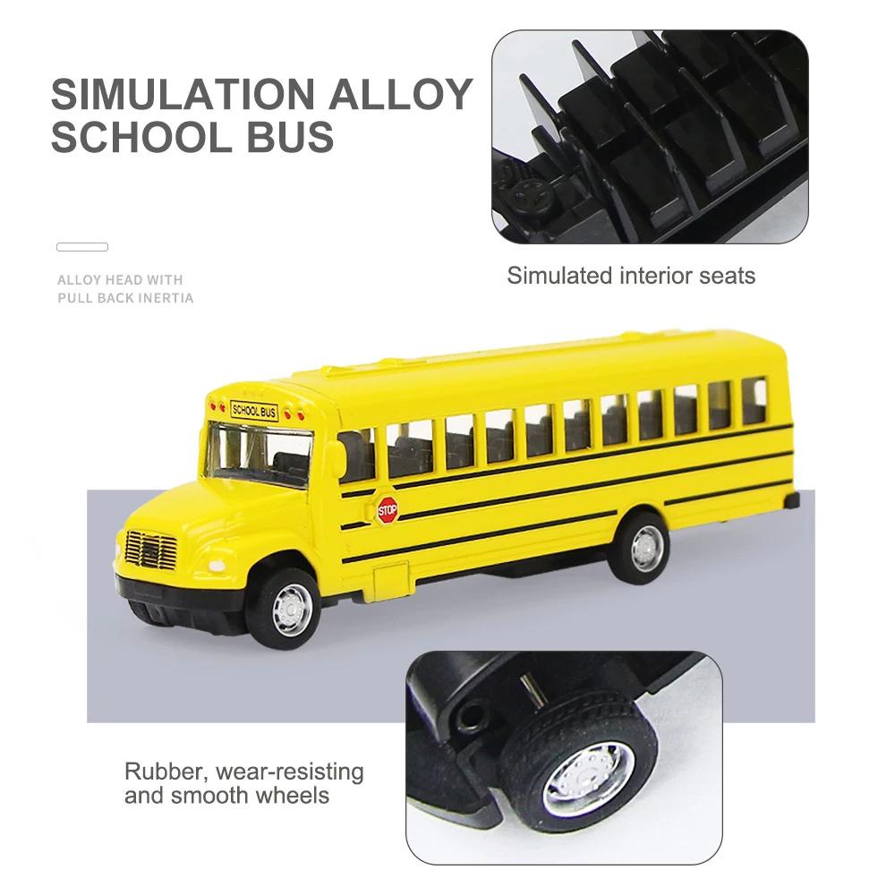 Lanfy Hadiah Ulang Tahun Model Bus Sekolah Untuk Anak1Per64 Inertial Alloy Mainan Anak Laki-Laki Simulasi Kendaraan