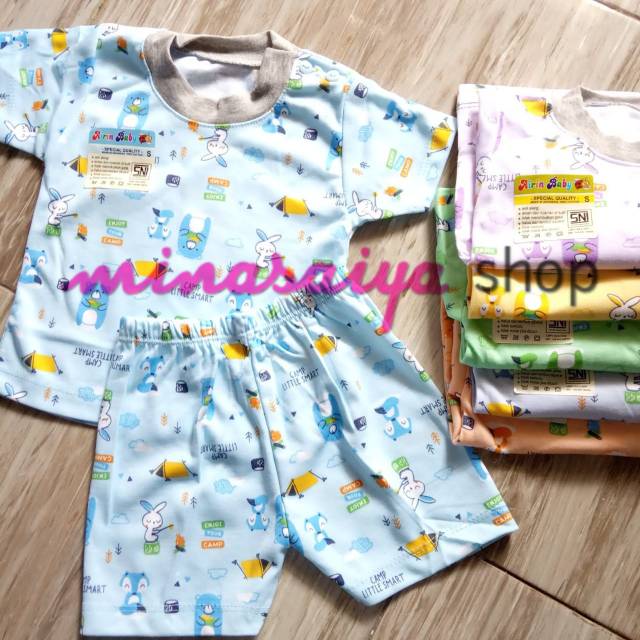 AIRIN BABY Setelan Bayi SNI Lengan Pendek Kancing Pundak Uk. S - XL