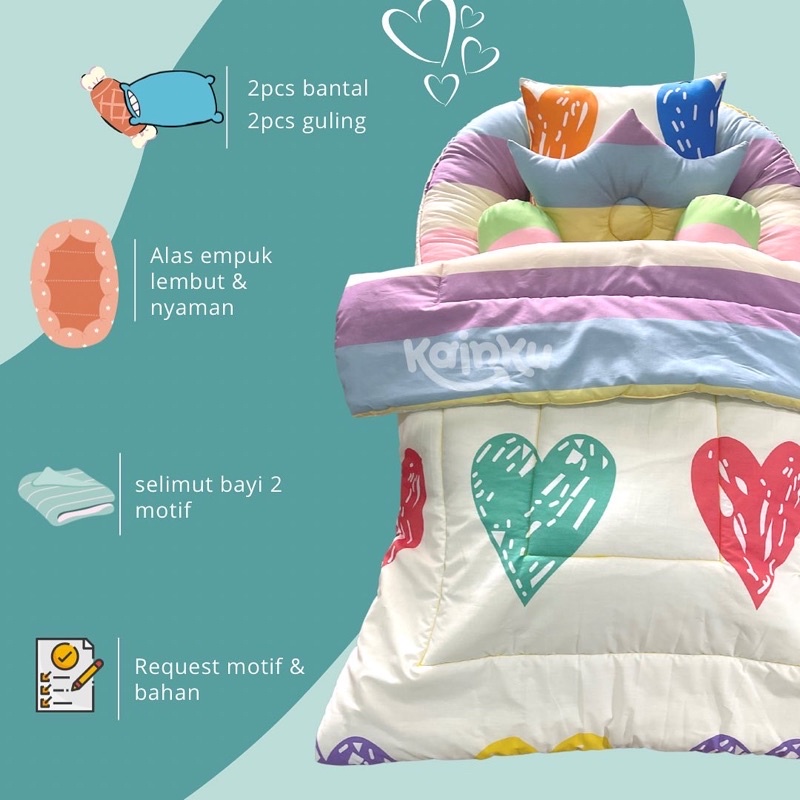 Kasur Bayi Nest babynest jumbo Tempat Tidur Bayi Murah Kado Lahiran Kasur Bayi 2 Motif lengkap