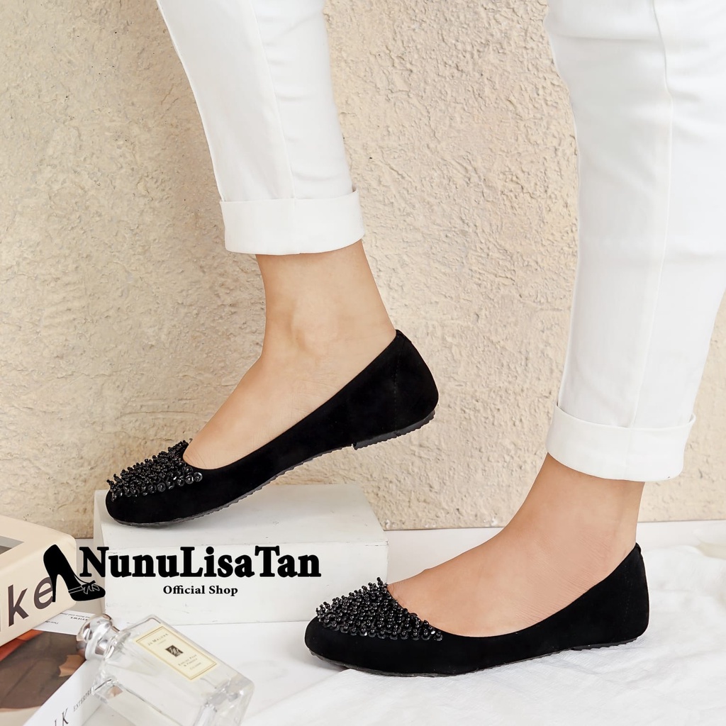 NunuLisaTan MOTE - Balet flat shoes sepatu wanita teplek casual simple polos trendy hitam