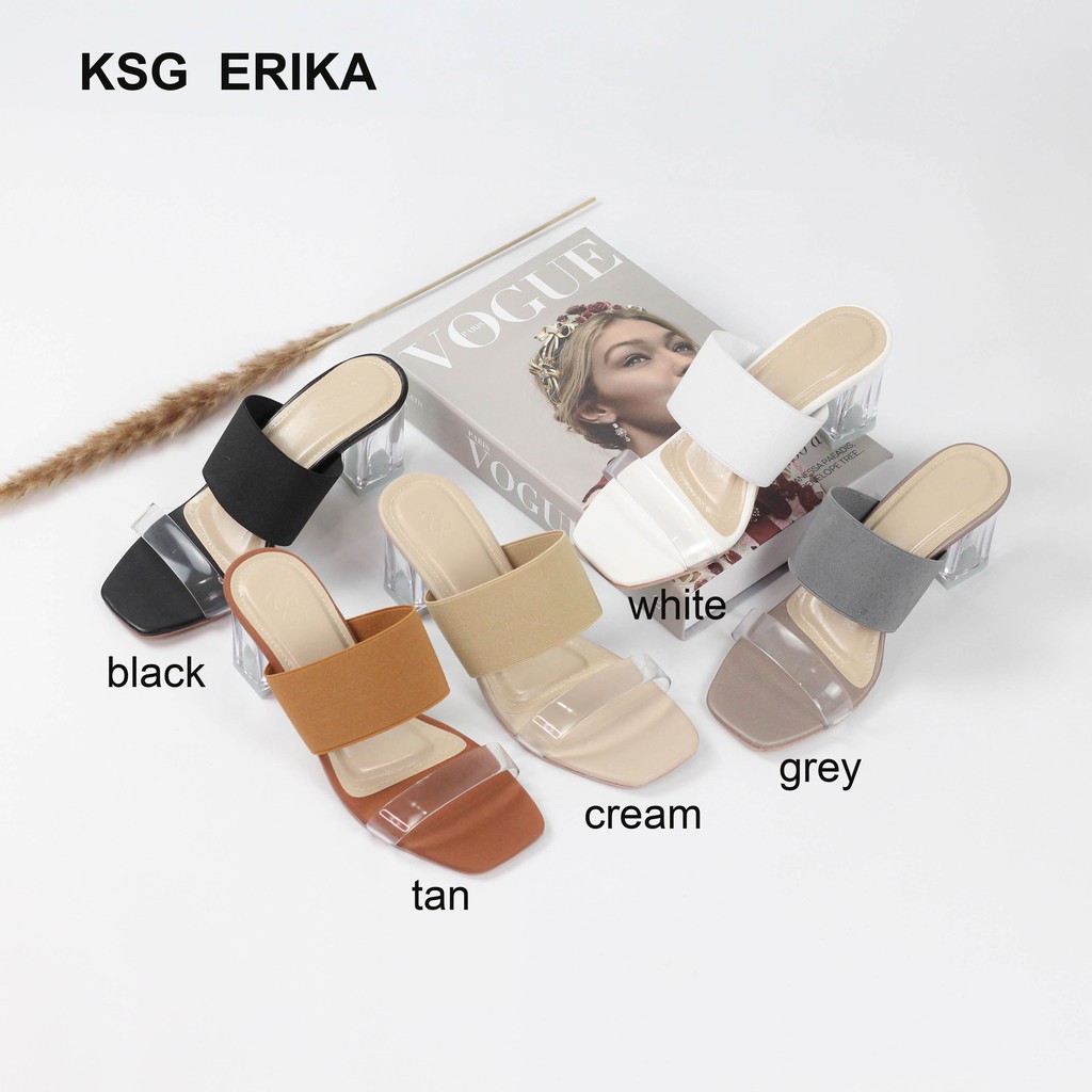 SANDAL HEELS WANITA 5 CM HEELS KACA WANITA ERIKA