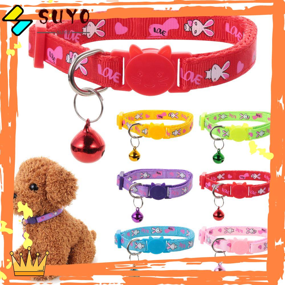 SUYOU Buckle Cat Collars Puppy Bell Pendant Dog Collar Pet Supplies Cute Rabbit Adjustable Cat Accessories Kitten Necklace/Multicolor