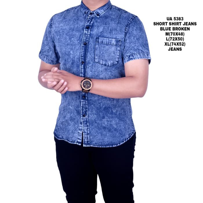 Kemeja Jeans Pria/Kemeja Jeans Lengan Pendek/ Jeans Pria
