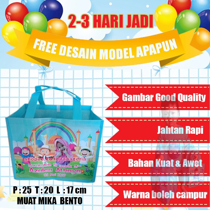 

TAS ULTAH BENTO souvenir ulang tahun/souvenir ultah/tas ulang tahun/goodie bag/souvenir ultah anak