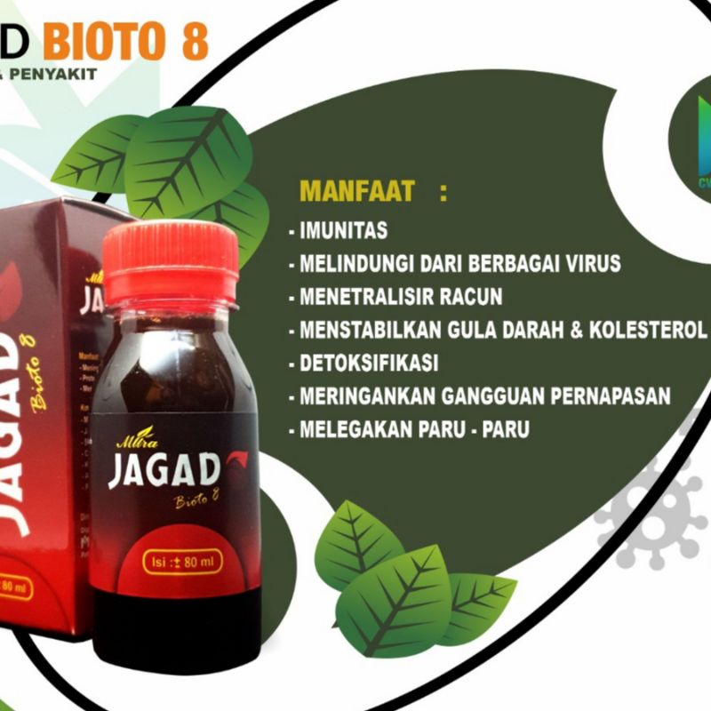 [100ml] Jagad Bioto 8 Obat Herbal Anti Virus Anosmia Gurah Lendir Dahak Paru Radang Tenggorokan Batuk Berdahak Kering Flu Pilek Menahun Bronkitis Asma