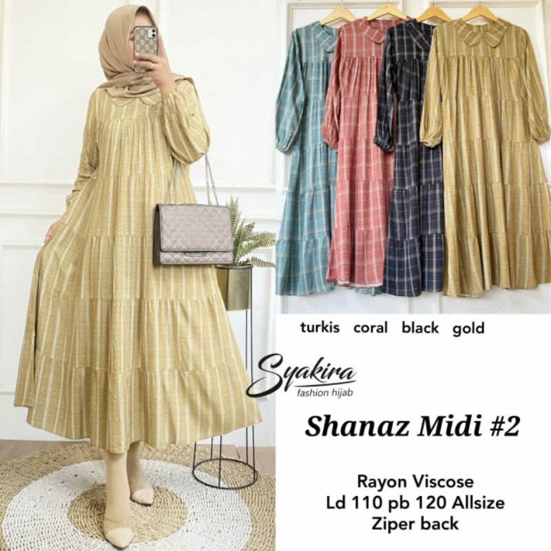 Shanaz midi #2 rayon viscose ziper back syakira fashion hijab