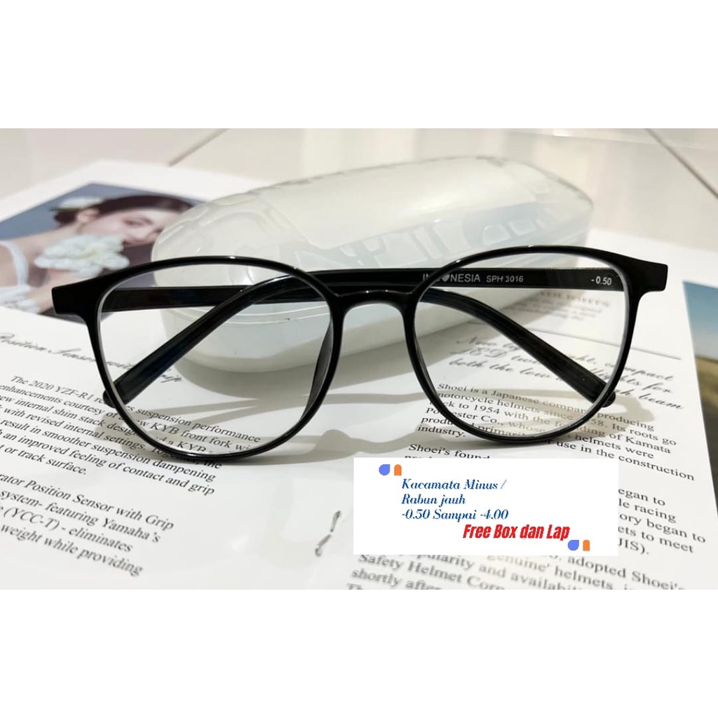 Kacamata Minus Jarak Jauh Frame Optik Unisex 0.50-4.00 Free Box Dan Lap Pembersih Sunglasses