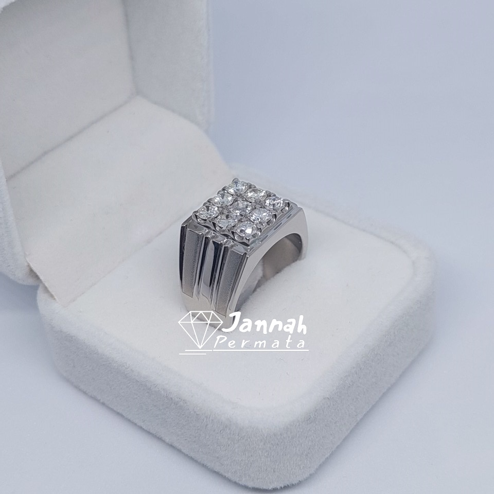 Cincin Berlian Pria Natural Berlian Banjar Asli Original Diamond Intan Perak Murah