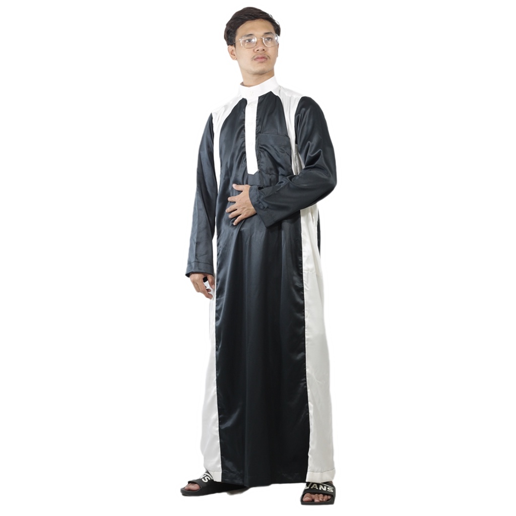 Gamis Pria Jubah Gamis Laki Laki seri Velvet Kombinasi Gamis Modern Gaya Casual Remaja dan Dewasa-6
