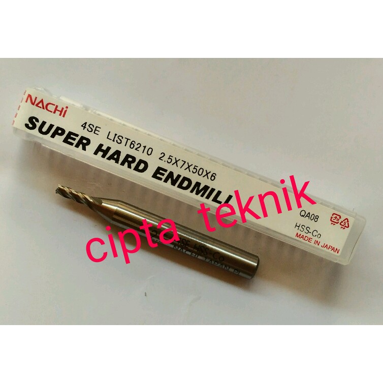 End Mill Nachi 2,5mm 4 Flute Super Hard EndMill 2.5mm HSS Cobalt 2.5 mm 4SE List 6210 2,5x7x50x6