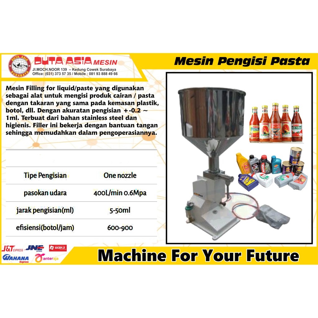 PNEUMATIC FILLER. MESIN PENGISI BAHAN LIQUID/PASTA SEMI AUTOMATIC