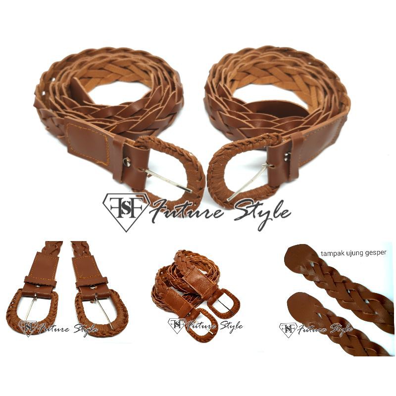 Ikat Pinggang Wanita Fashion Korea Jumbo Kulit Kepang Gesper Women Belt Untuk Dress Aksesoris Fashio