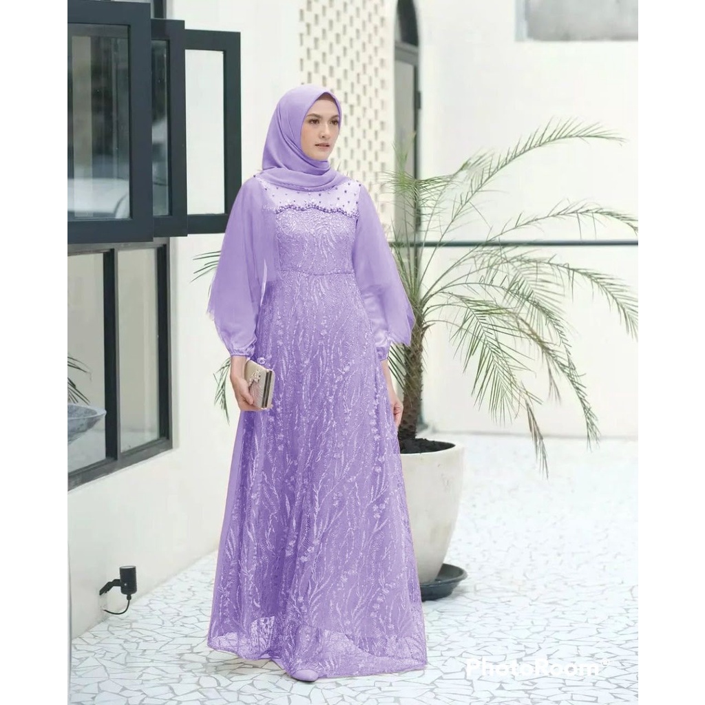 ELDE 17 - MAXI ALEA BAHAN TILE BORDIR MUTIARA, MOSTCREPE, FURING, TILE POLOS PERGELANGAN TANGAN KARET, MODEL BLKG MOSTCREPE FULL, SLETING BLKG, KARET BLKG