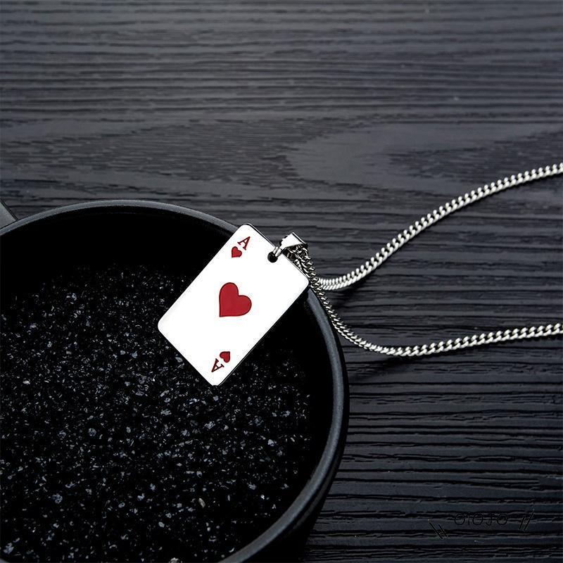 Korea Fashion Poker Kalung Bentuk Hati Kalung Pasangan Wanita Pria Perhiasan Aksesoris - ol