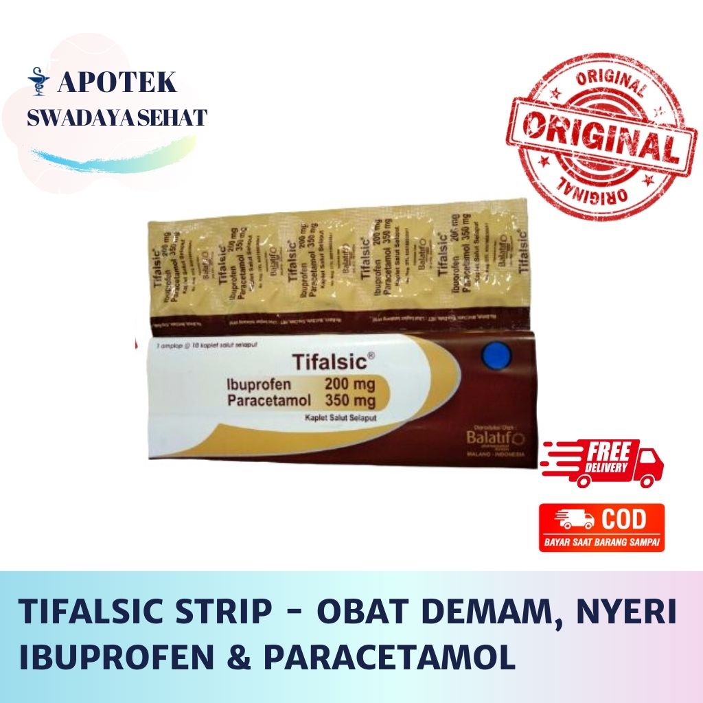 TIFALSIC Strip - Ibuprofen Dan Paracetamol Obat Demam Nyeri Isi 10 Tablet