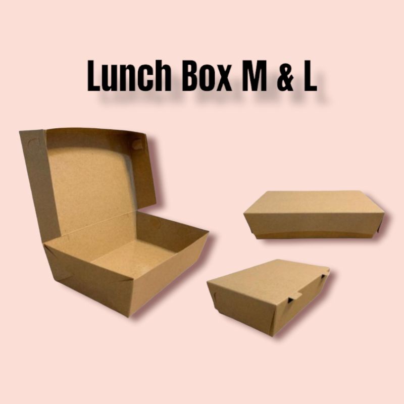 LUNCH BOX CRAFT KRAFT COKLAT UKURAN M DAN L MEDIUM LARGE PAPPER PAPER ANAK ANTI TUMPAH KERTAS LAMINASI KOREA