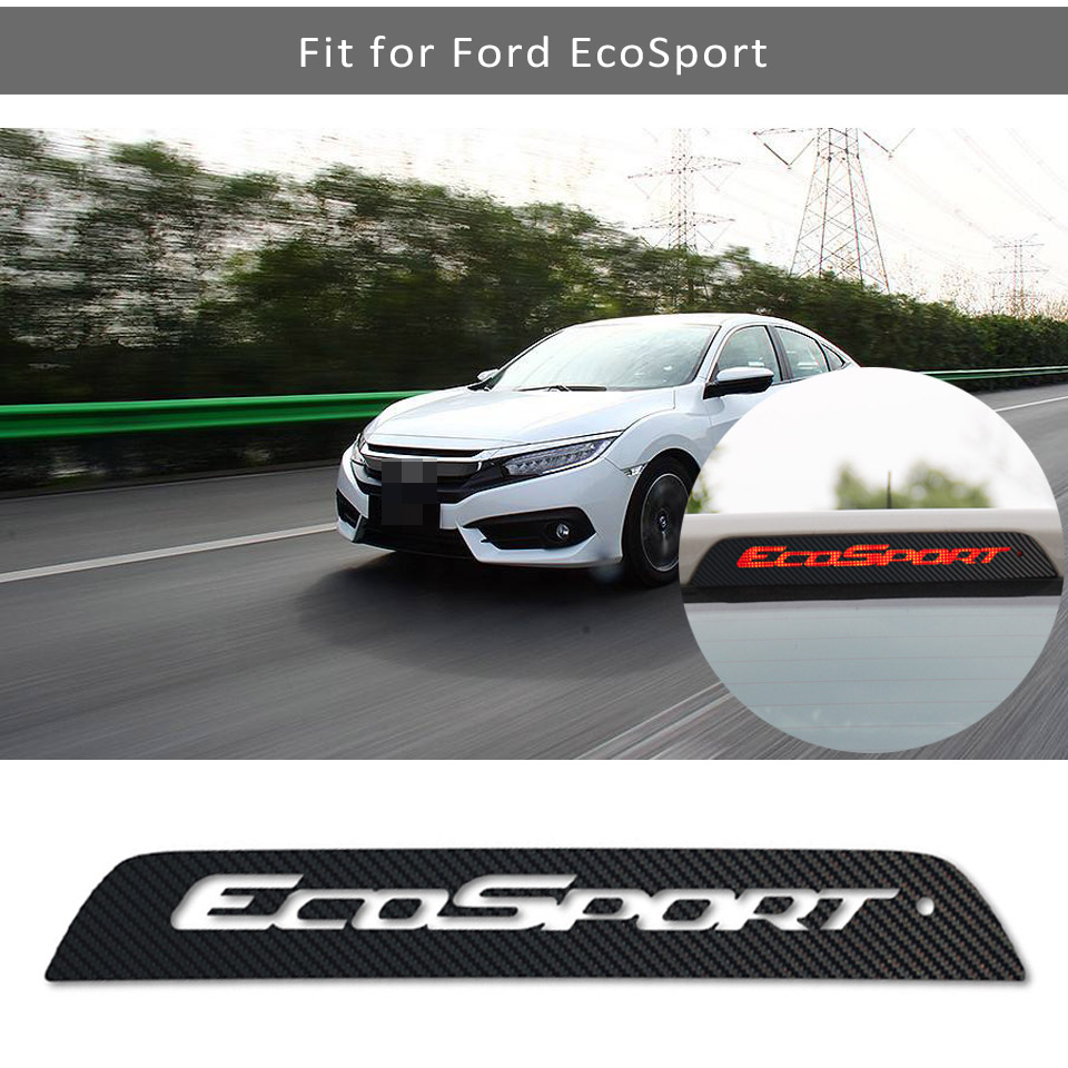 Stiker Lampu Rem Tinggi Bahan Serat Karbon Warna Hitam Untuk Ford Ecosport 2012-2014