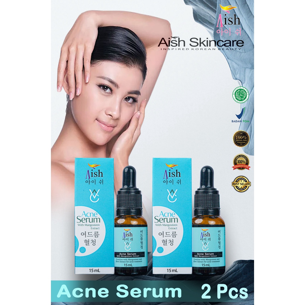 PAKET 2 PCS Aish Acne Care Serum Dengan Box Cantik / Serum untuk mengatasi jerawat 15ml, serum aish, serum aish, aish skincare, serum