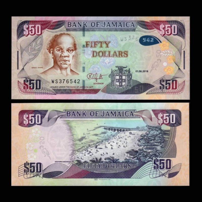 UANG JAMAICA 50 DOLLAR 2018 UNC GRESS ORIGINAL SAMUEL SHARPE