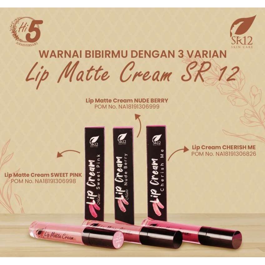 TERLARIS..!! SR12 LIP MATTE CREAM BPOM / LIPSTIK MATTE MAKE UP / BEBAS PARABEN , TAHAN LAMA & RINGAN