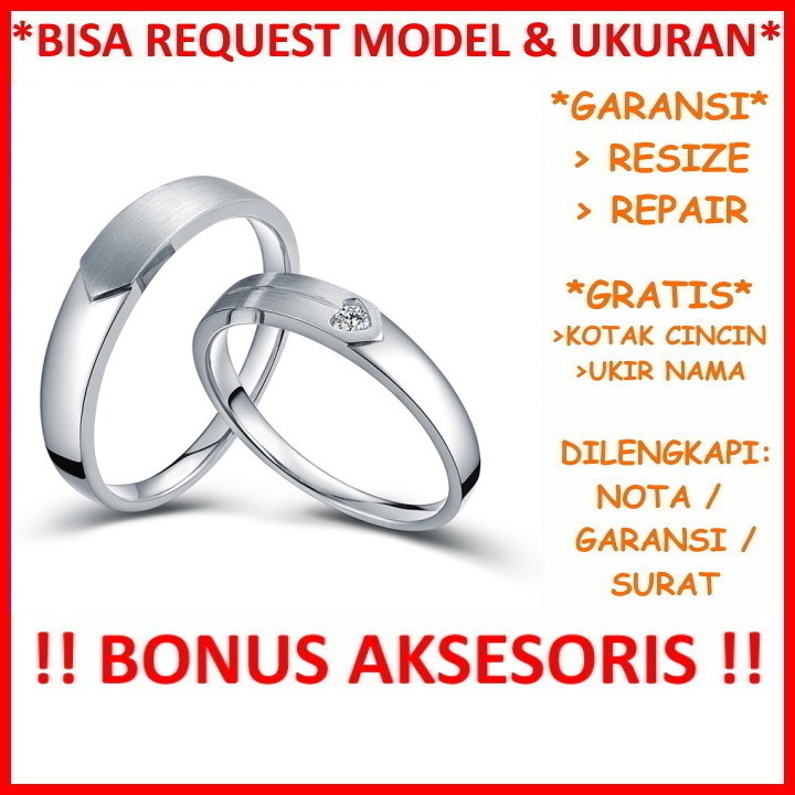 Gratis Ukir Nama Garansi Silver Asli Bisa Pesan Model Cincin Couple Perak Tunangan Mas Kawin Id604