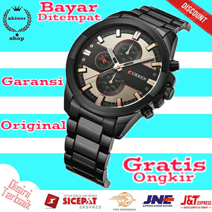 Jam Tangan Pria cowok cowo CURREN ORIGINAL Rantai Stainless jamtangan casual anti air PROMO JA 119