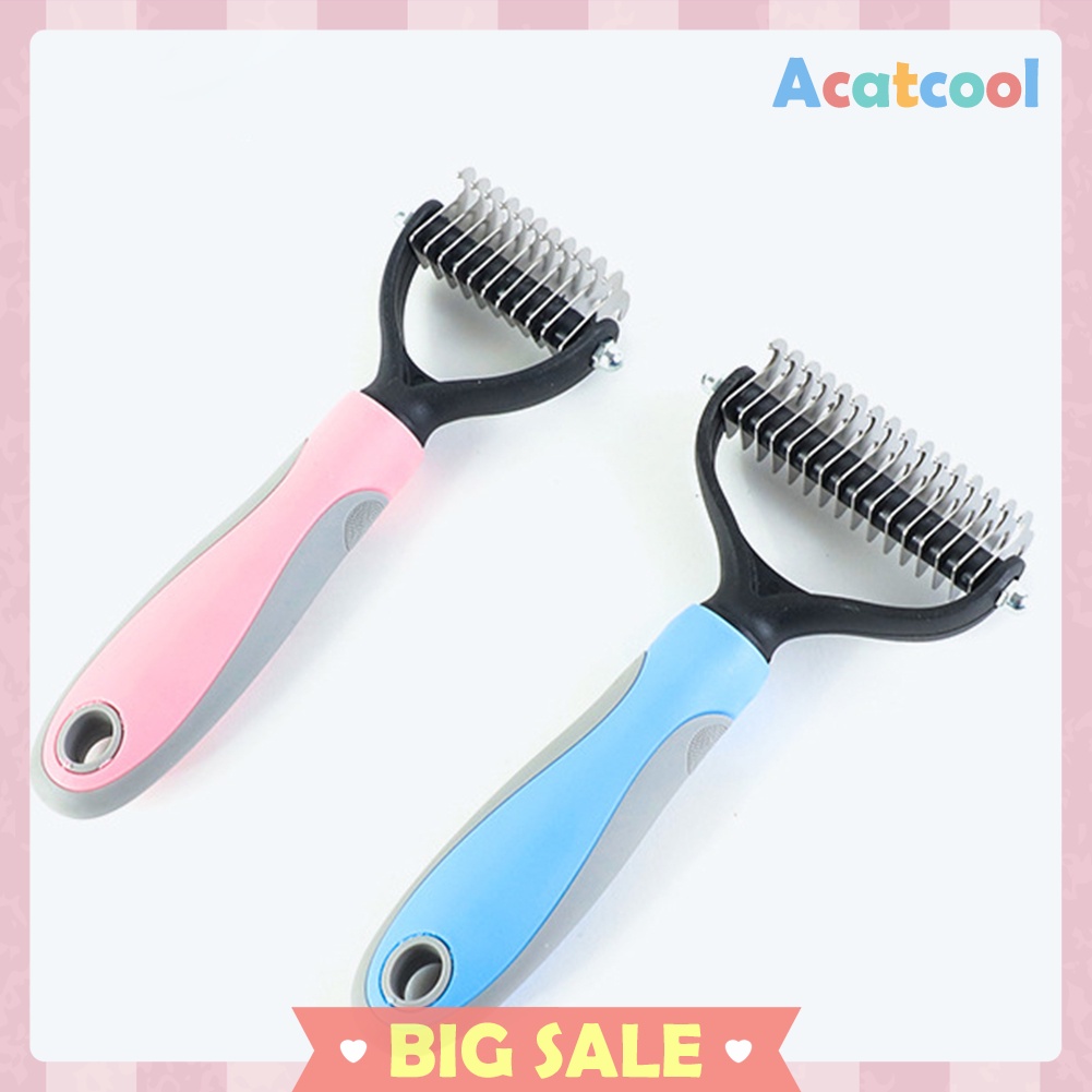 Hair Removal Comb for Dogs Cat Double-sided Detangler Dematting Pet Brush